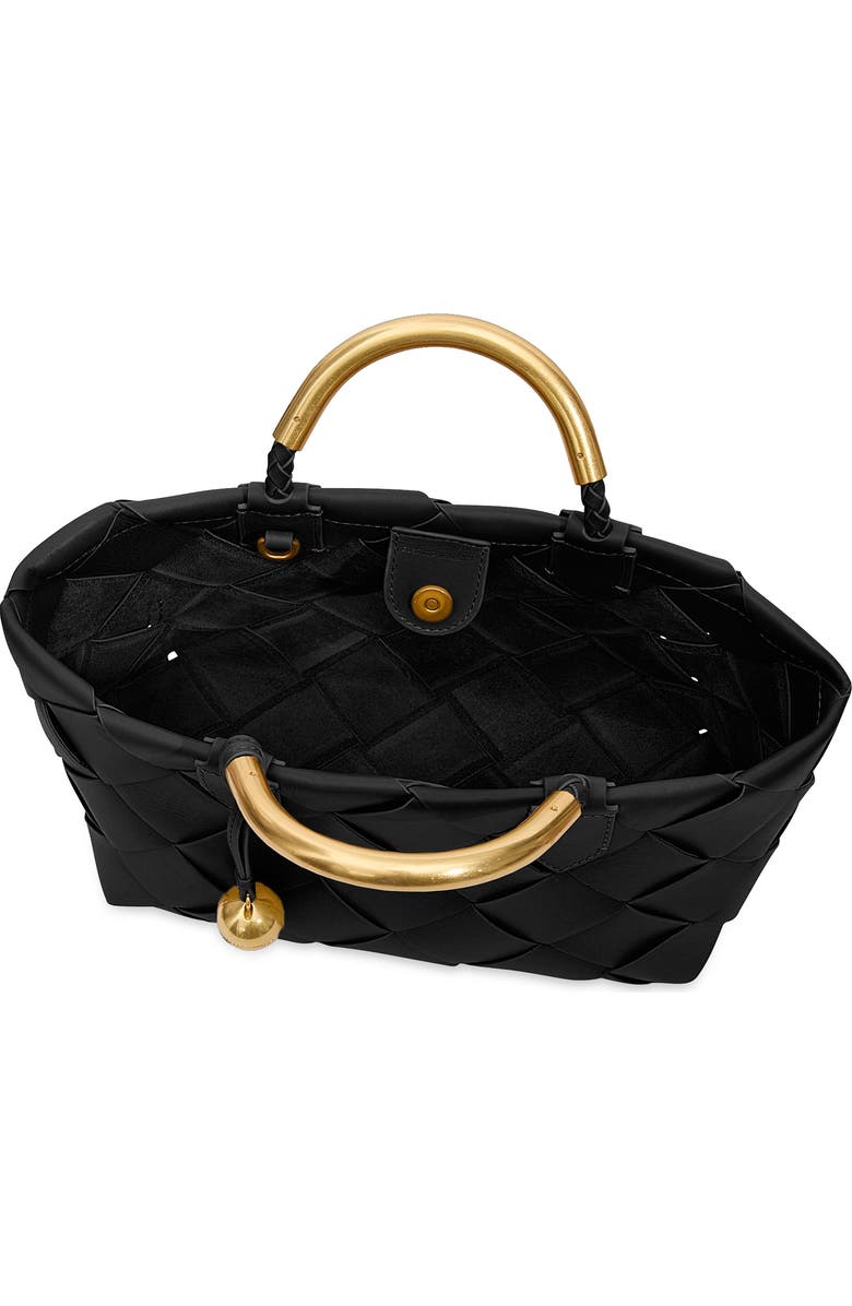 Rebecca Minkoff Mini Frankie Woven Leather Tote, Alternate, color, Black