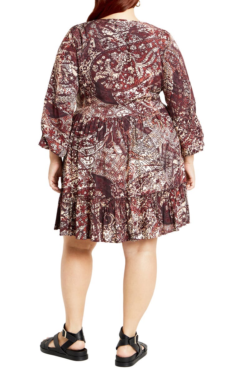 City Chic Alinda Paisley Bell Sleeve Dress, Alternate, color,