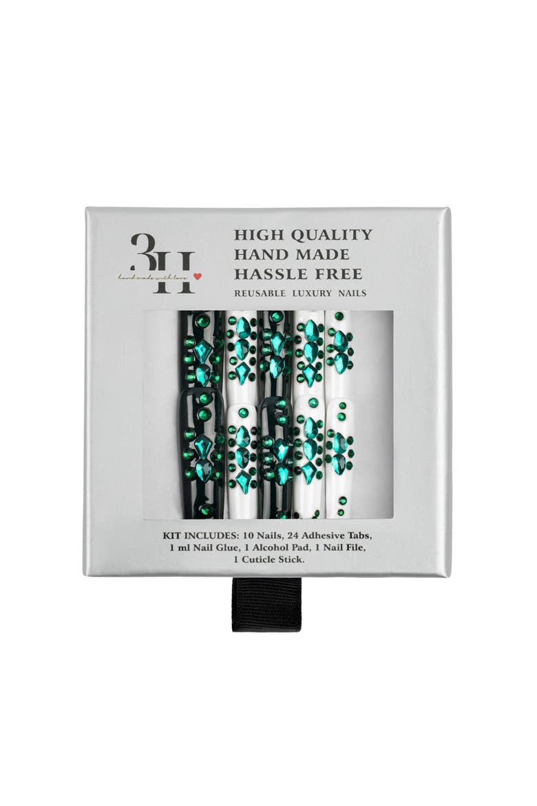 3H Luxury Handmade Press-on Nails - Green Enigma, Alternate, color, Multicolor