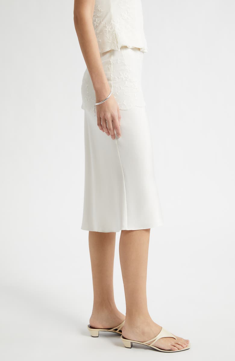 POSSE Cove Lace Stretch Silk Midi Skirt, Alternate, color, Pearl