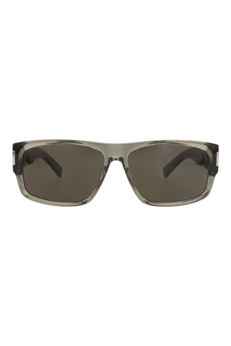 SL 689 59mm Rectangular Sunglasses, Main, color, BROWN BROWN GREY
