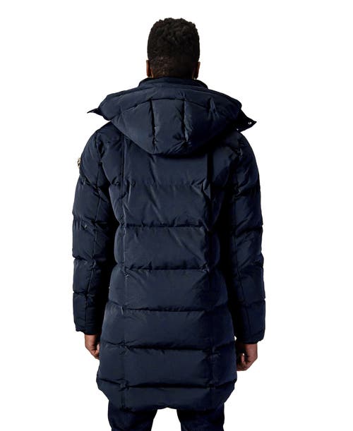 Woodpecker Penguin Long Length Quilted Coat In Blue