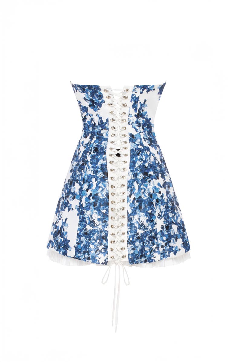 Milla Strapless Mini Dress With Accent Lacing, Alternate, color, Blue Hydrangea
