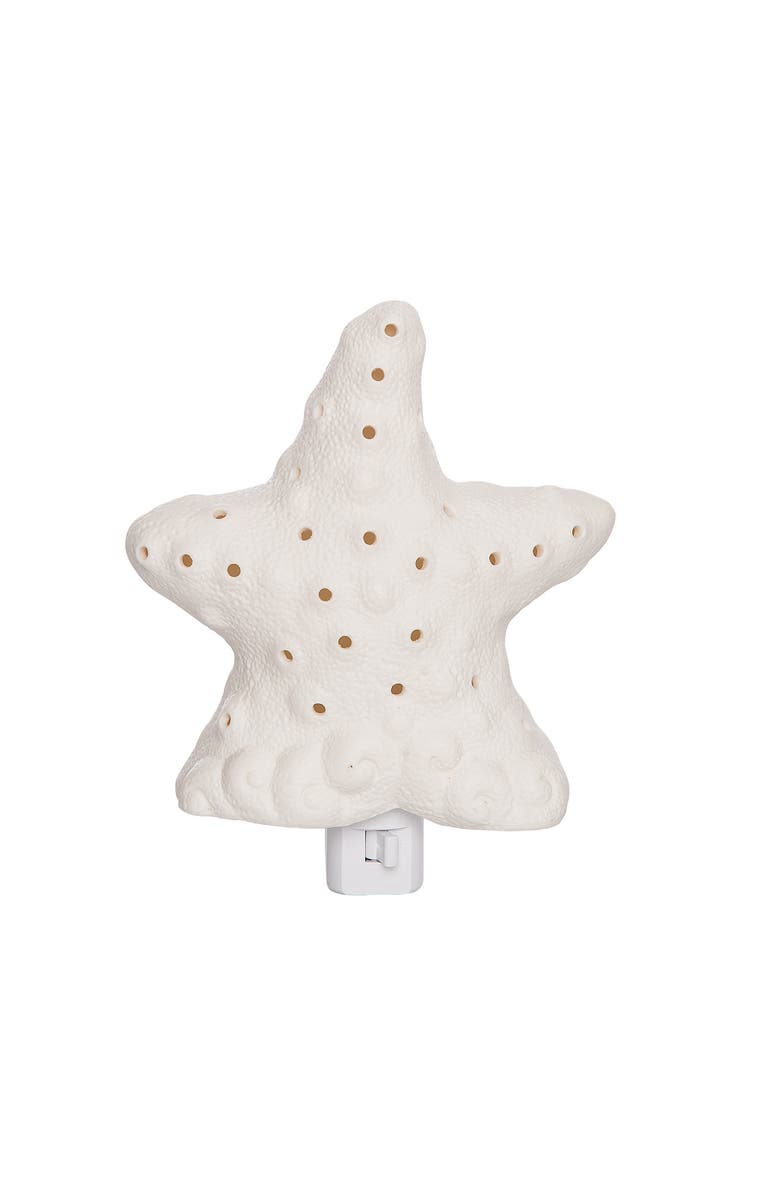 Beachcombers 4.33"H x 1.97"L x 4.33"W Sea Star Wall Plug-In Night Light, Main, color, White
