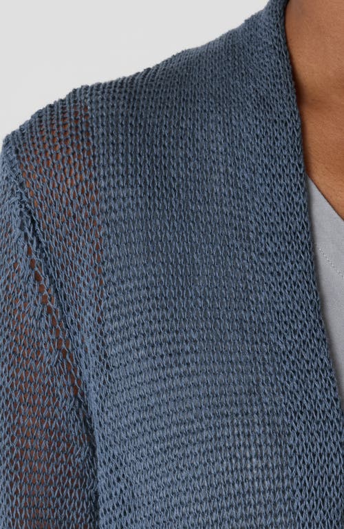 Eileen Fisher Long Organic Cotton Blend Cardigan In Eclipse