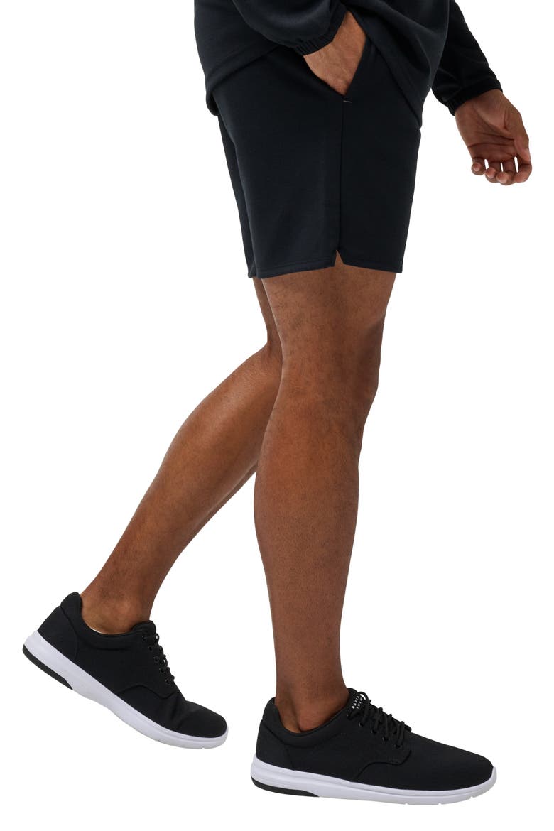 Sideslip Fleece Shorts, Alternate, color, BLACK