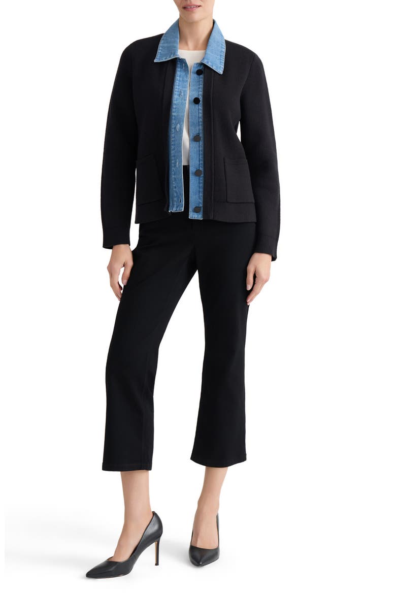 Denim Collar Cardigan, Alternate, color, JONES BLACK