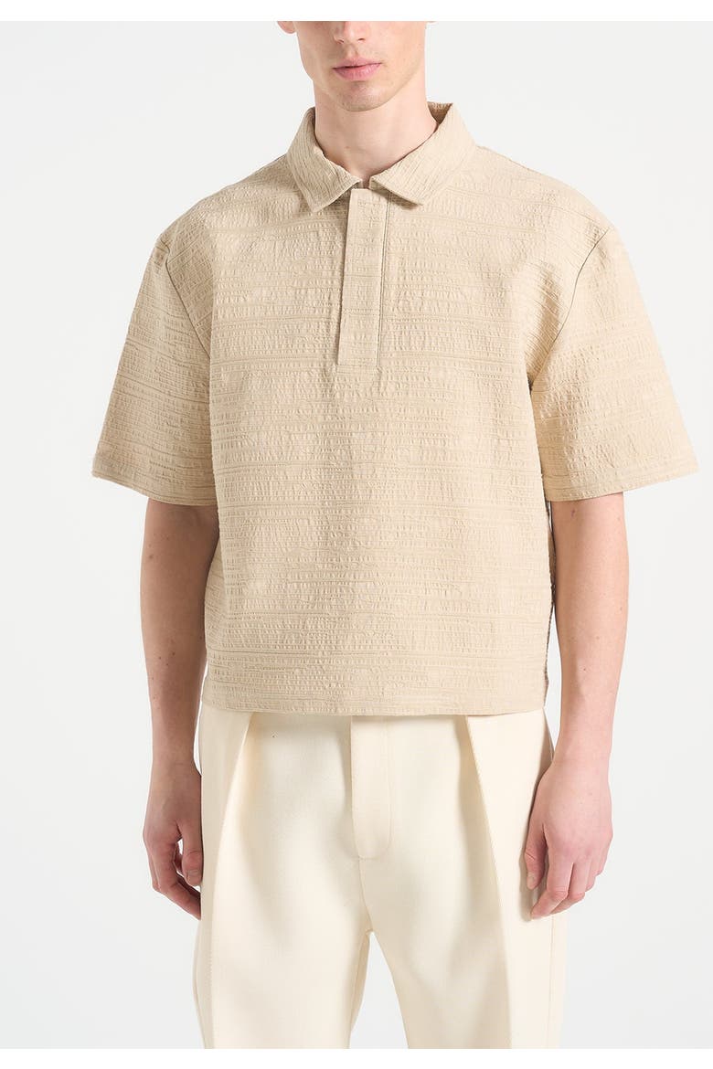 Simon Boxy Textured Polo Shirt, Alternate, color, Beige