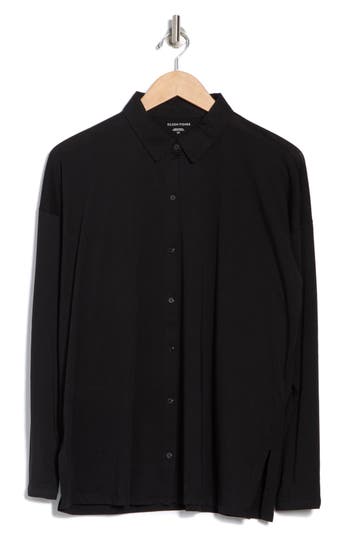 Eileen Fisher Long Boxy Organic Cotton Button-up Shirt