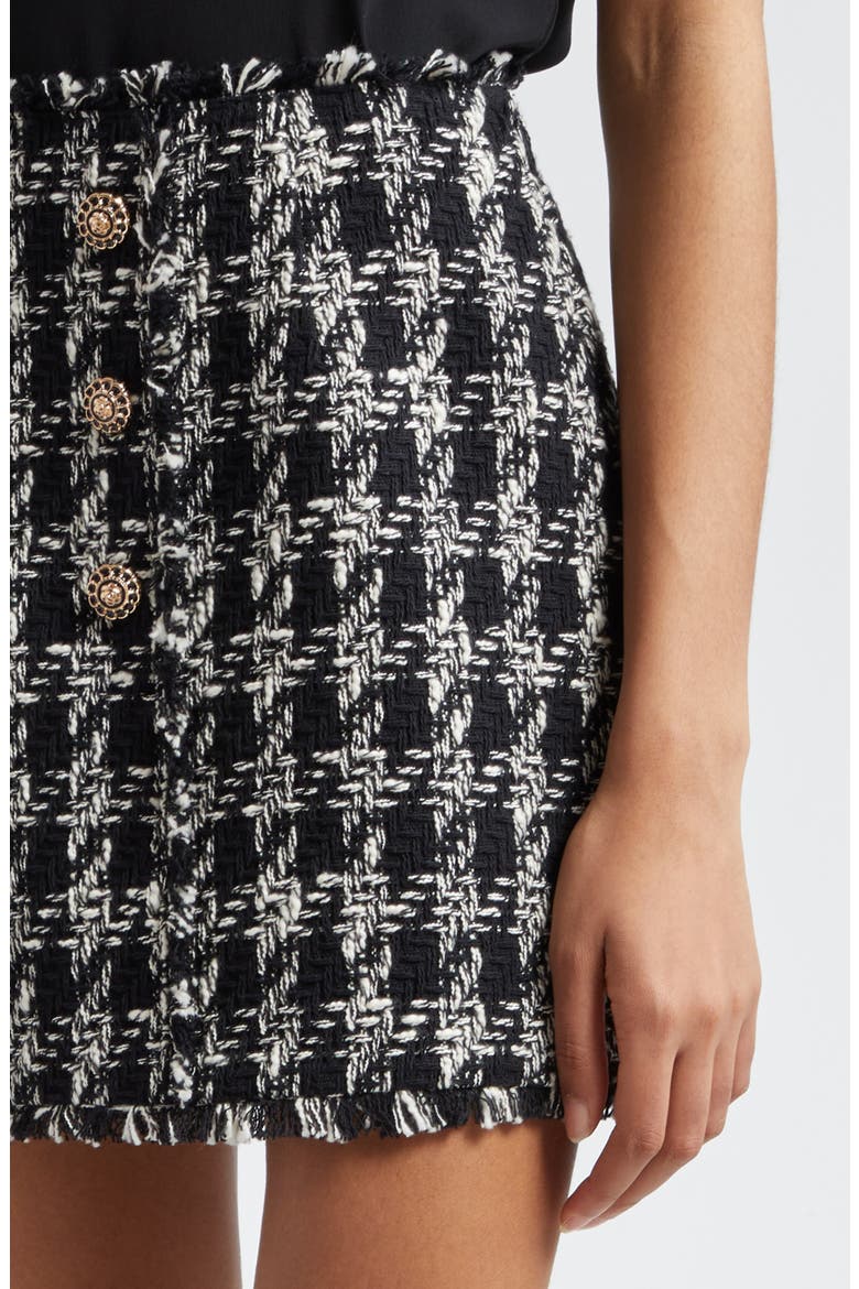 Adrienne Cotton Blend Tweed Miniskirt, Alternate, color, BLACK/ IVORY
