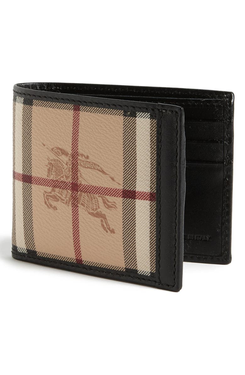 Burberry Small Check Print Billfold Wallet, Main, color, 