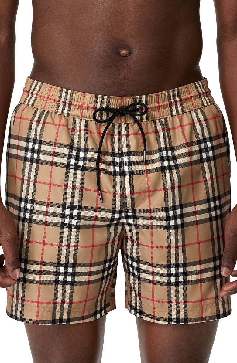 Burberry Grafton Check Swim Trunks, Main, color, 