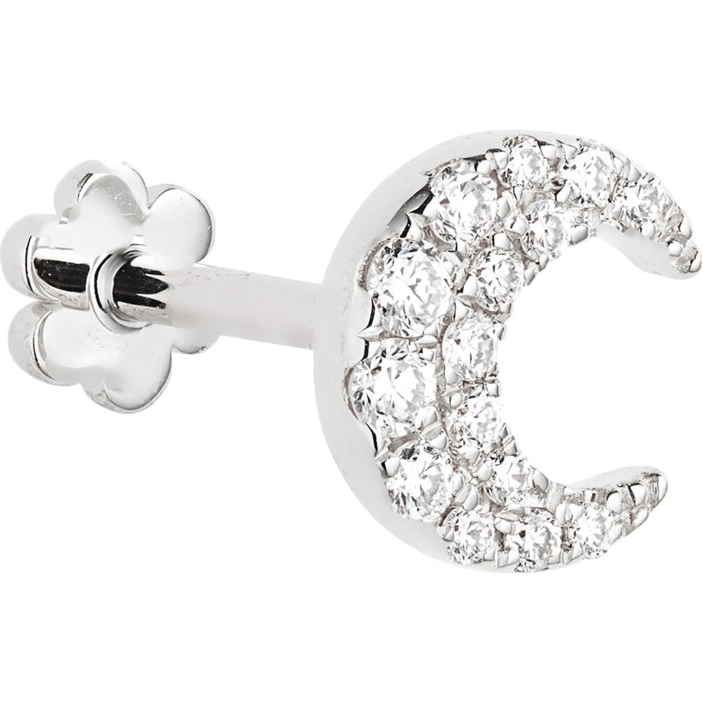 Maria Tash Diamond Moon Threaded Stud Earring In Metallic