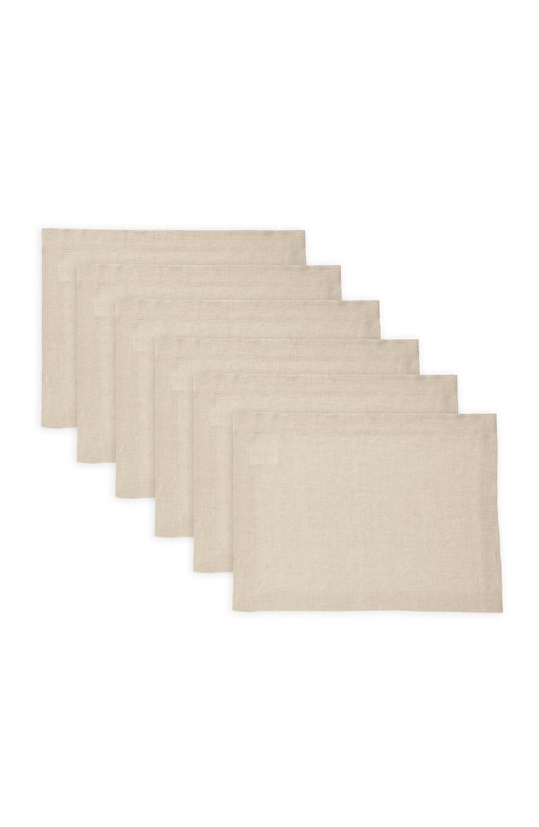 Solino Home Linen Placemats - Sonoma - Set of 6, 14" x 19", Main, color, Flax
