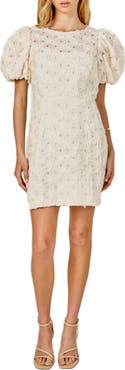 Endless Rose Texture Puff Sleeve Minidress