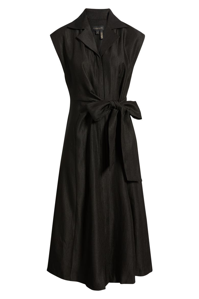 Notch Collar Sleeveless Midi Dress, Alternate, color, BLACK