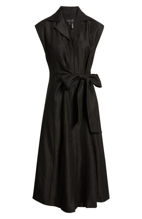 Notch Collar Sleeveless Midi Dress