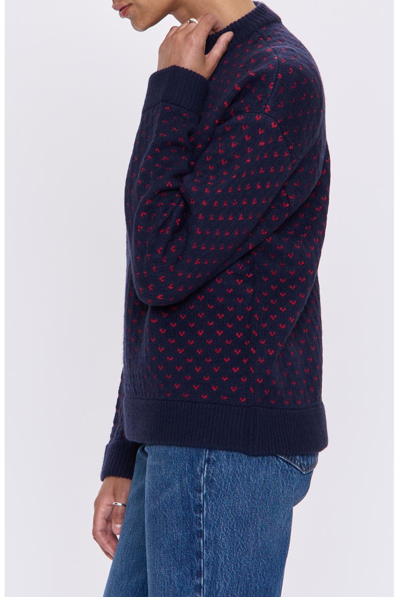 Hanna Heart Jacquard Crewneck Sweater, Alternate, color, NAVY RED HEARTS