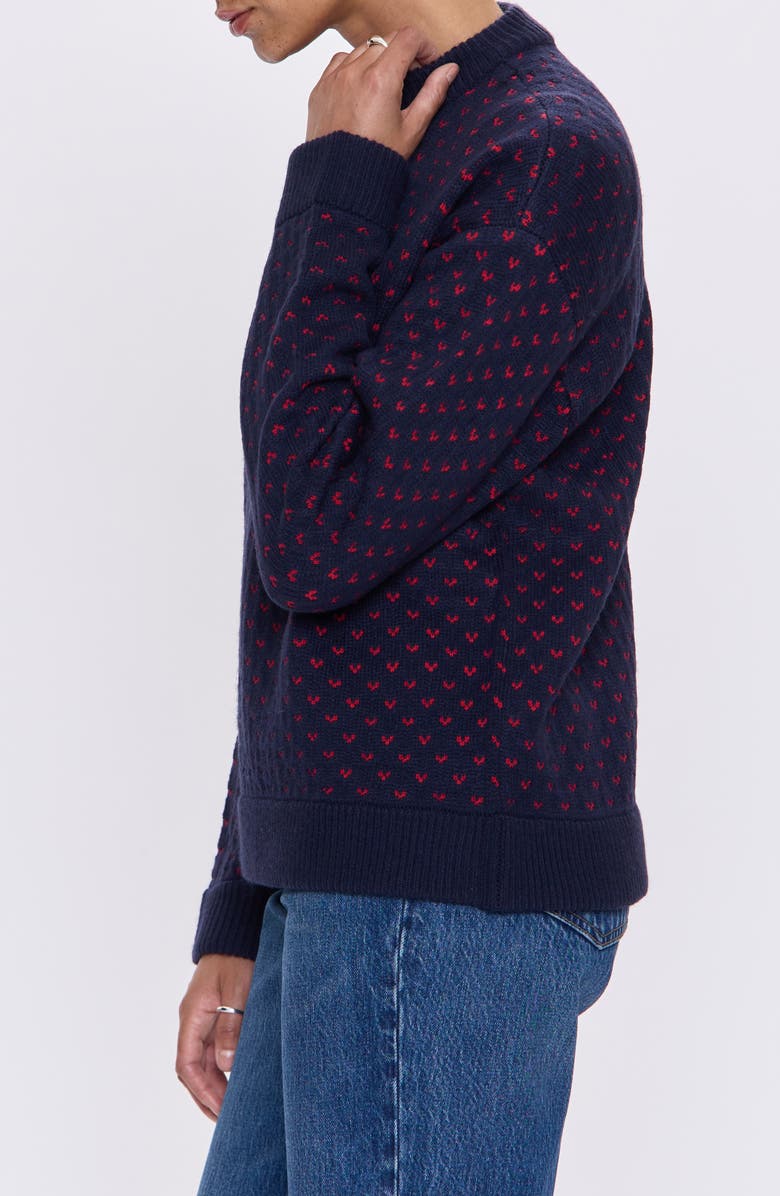 Pistola Hanna Heart Jacquard Crewneck Sweater, Alternate, color, Navy Red Hearts