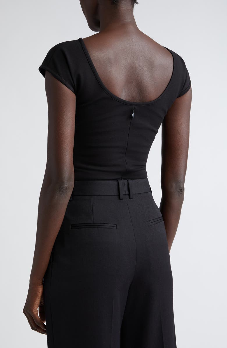 Akris punto Scoop Back Cap Sleeve Jersey Top, Alternate, color, 009 Black