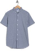 DENIM AND FLOWER Gingham Short Sleeve Button-Down Shirt