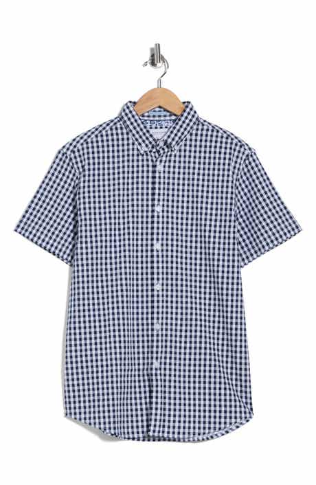 DENIM AND FLOWER Gingham Short Sleeve Button-Down Shirt
