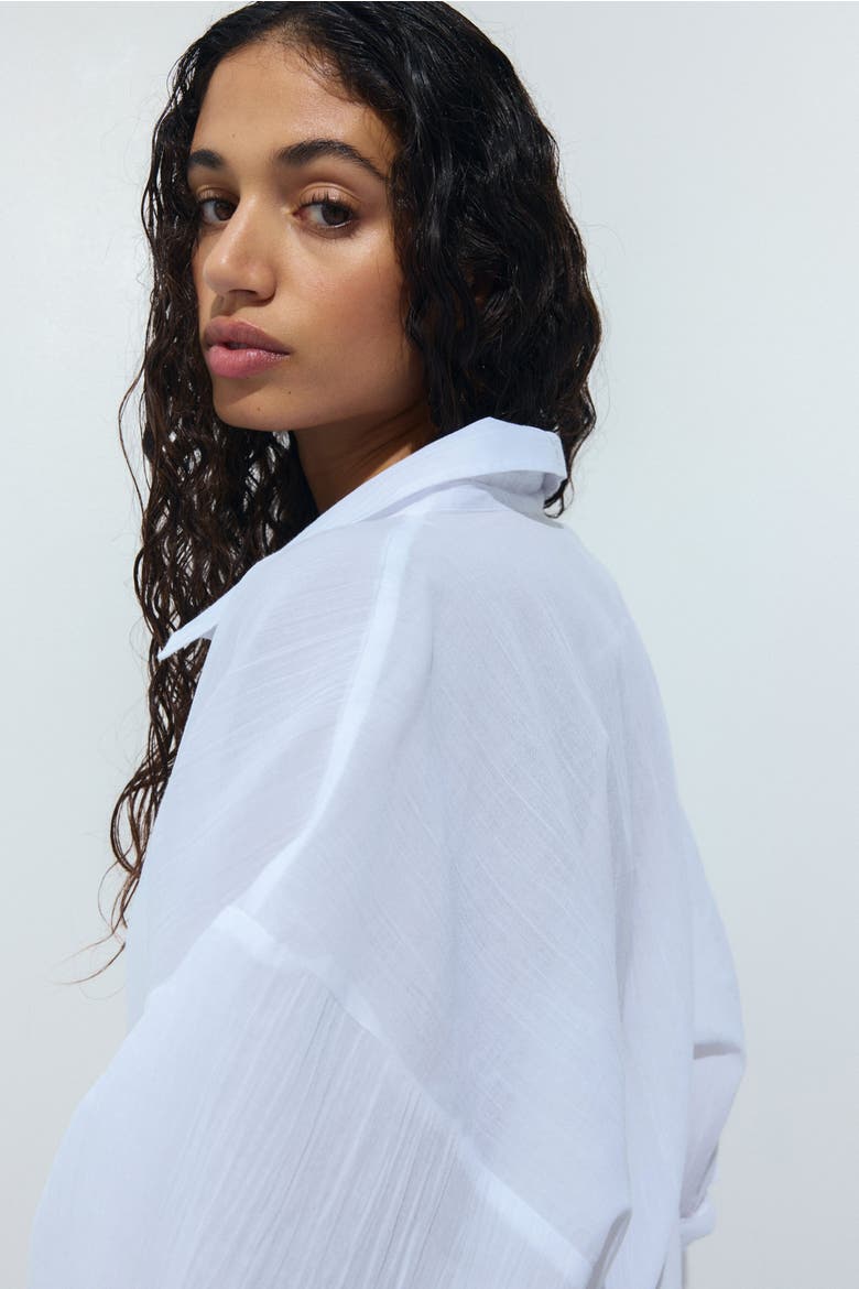 Long Cotton Shirt, Alternate, color, White