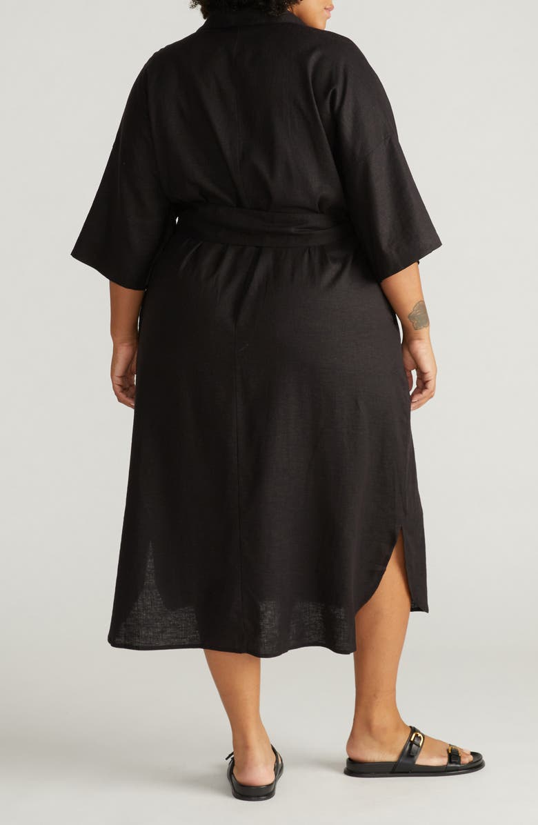 Universal Standard Plaza Linen Blend Shirtdress, Alternate, color, Black