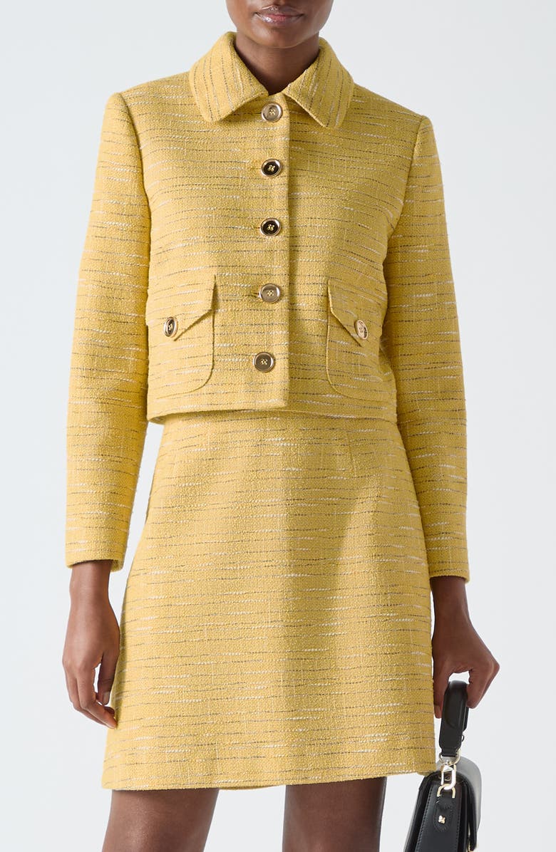 LK Bennett Varley Tweed Jacket, Main, color, Yellow