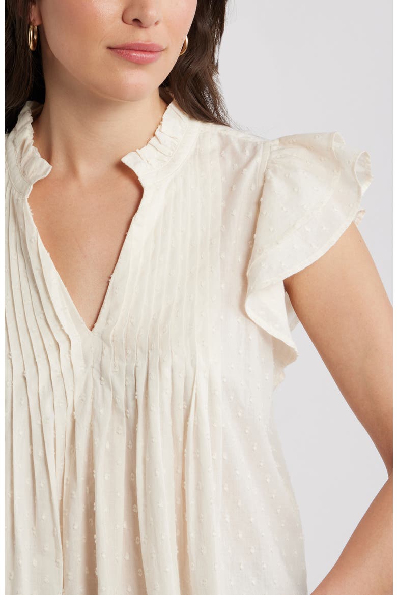 Ruffled Pleated Top, Alternate, color, IVORY PRISTINE