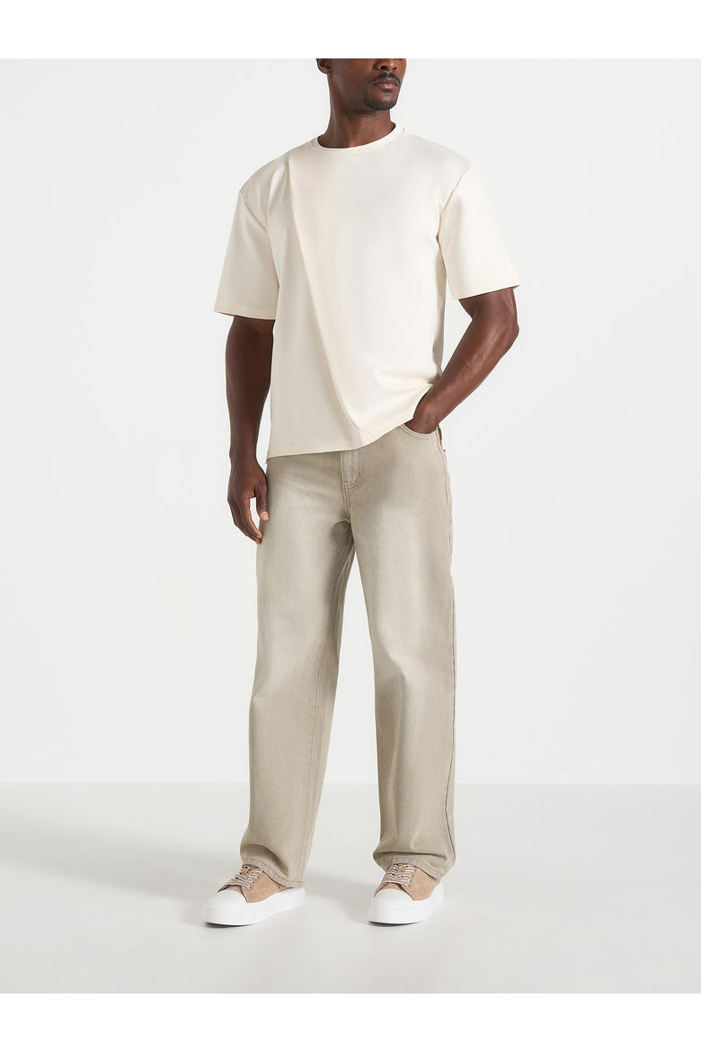 DN002 Relaxed Fit Denim Jeans, Main, color, Beige