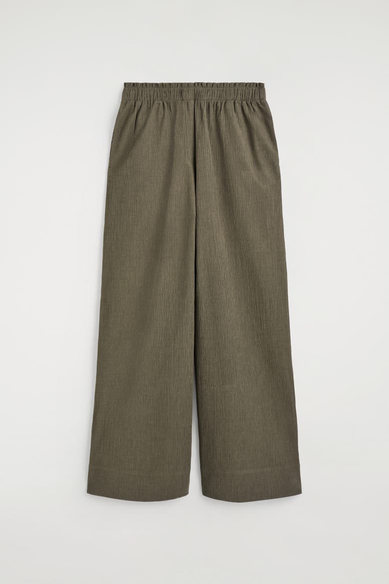 Crinkled-jersey Wide-leg Pants, Alternate, color, LIGHT BROWN