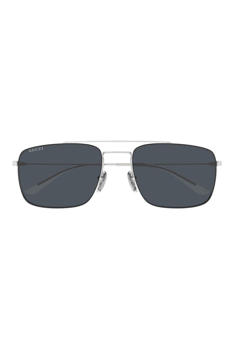 59mm Gradient Rectangular Sunglasses, Main, color, SILVER