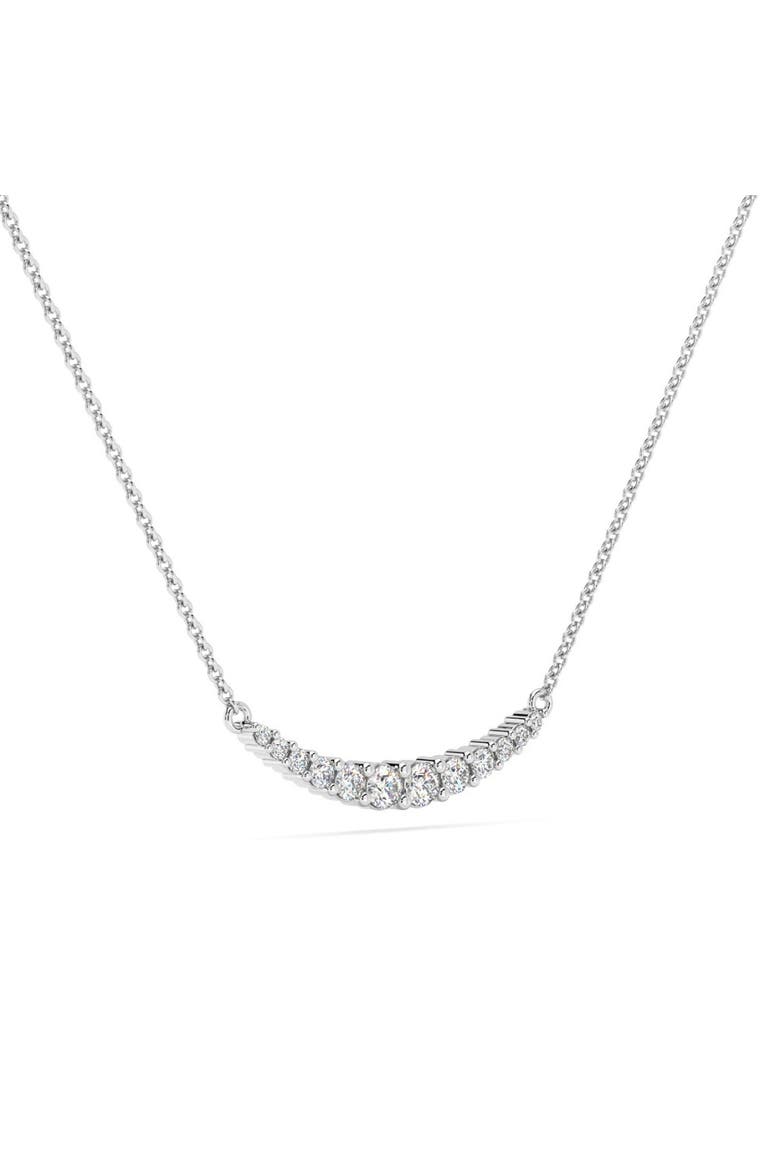 1/2Ct TW Diamond Graduated Bar Necklace 14k Gold Lab Grown Pendant 28mm, Alternate, color, 14k White Gold
