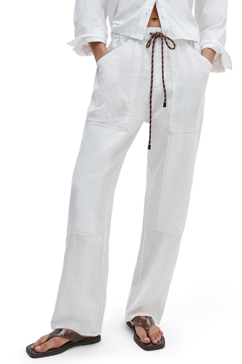 Atlas Linen Drawstring Carpenter Pants, Main, color, WHITE