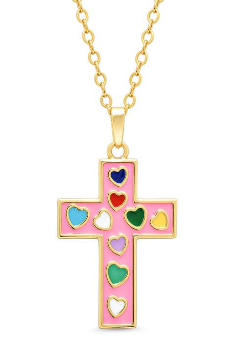 Kids' Cross Enamel Pendant Necklace