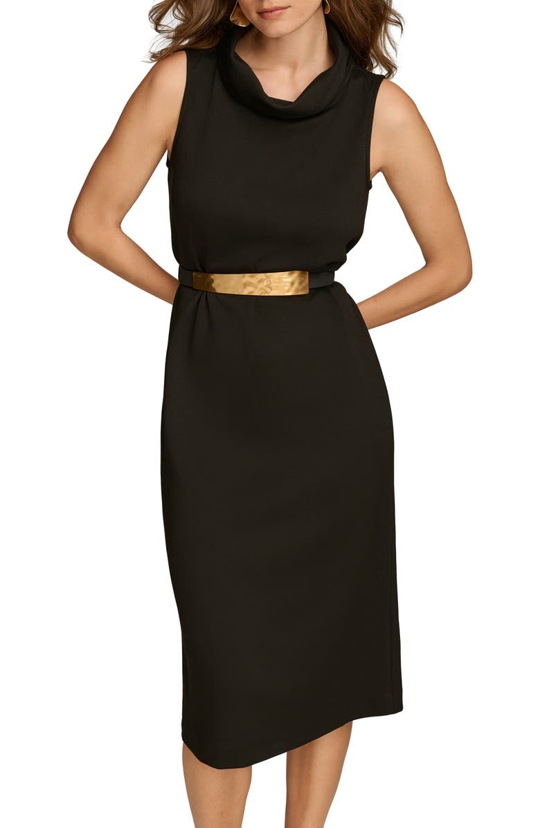 Donna Karan New York Belted Lighweight Scuba Midi Dress, Alternate, color,