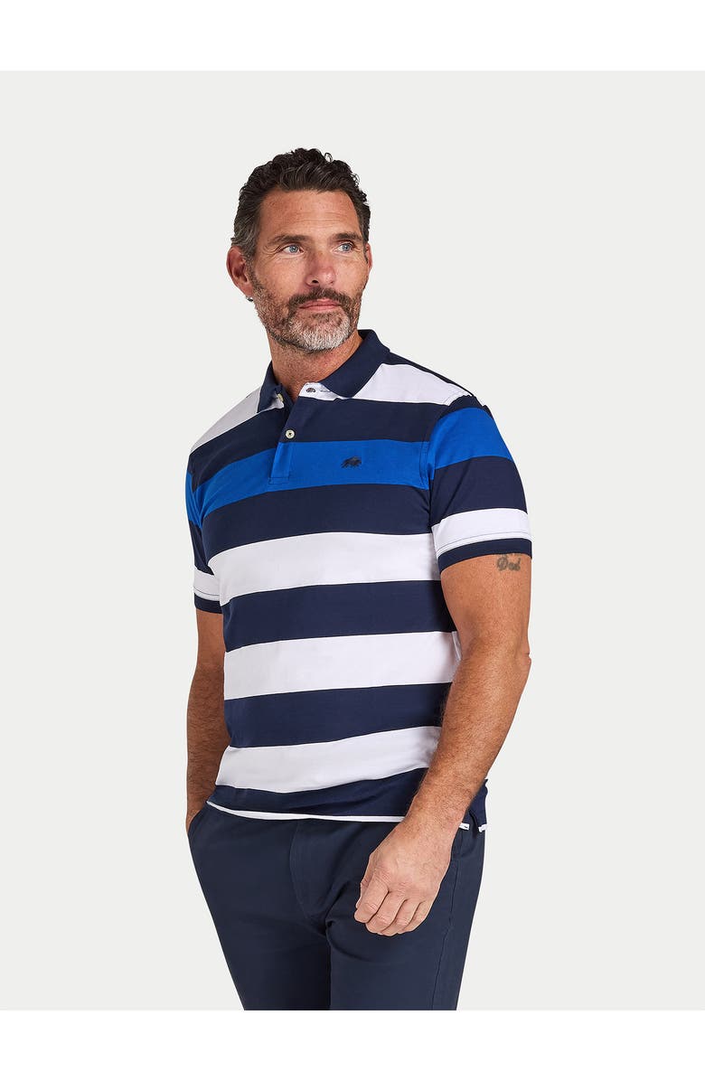 Raging Bull Jersey Contrast Panel Polo, Main, color, Navy