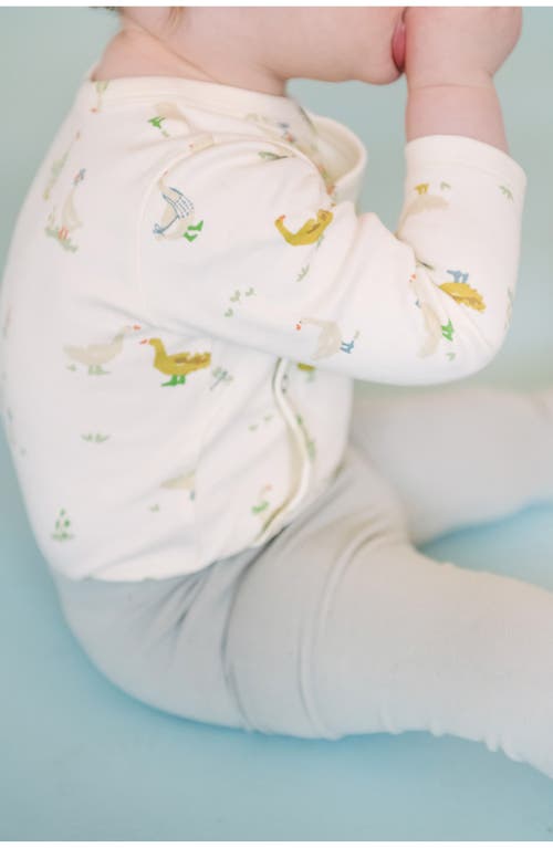 Pehr Long Sleeve Organic Cotton Bodysuit In Duck Duck Goose