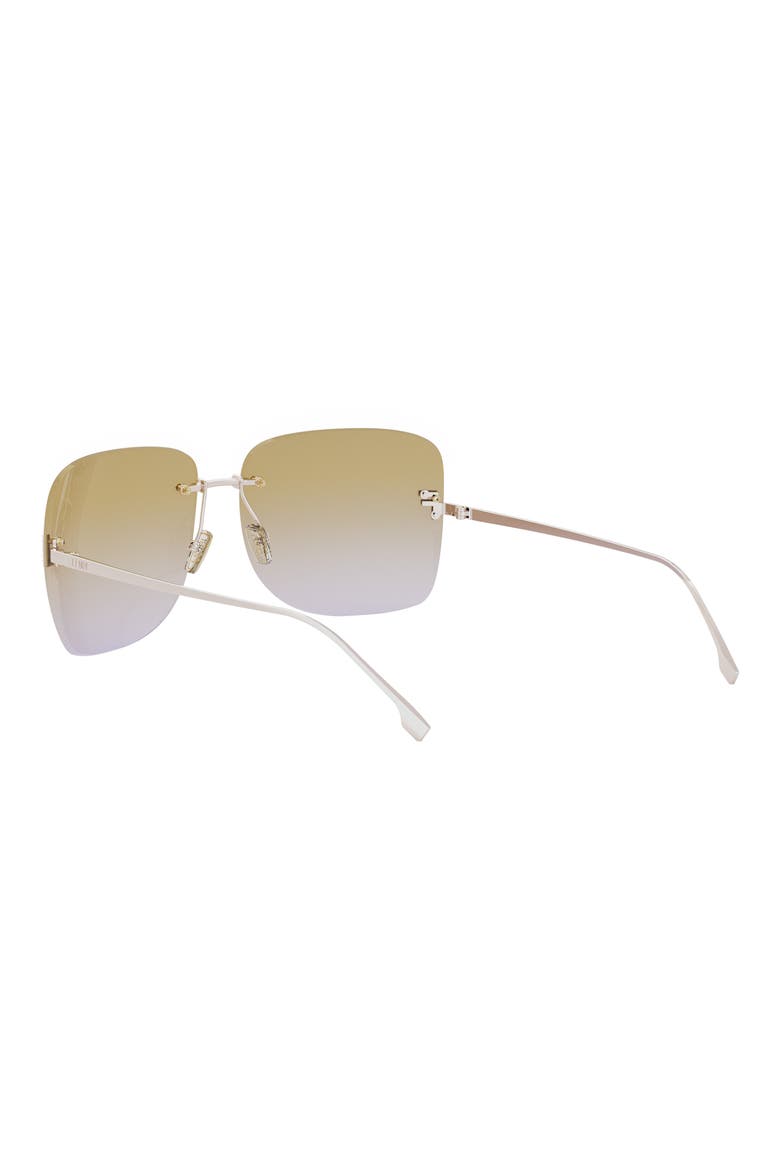 'Fendi First 65mm Oversize Square Sunglasses, Alternate, color, SHINY ROSE GOLD / BROWN