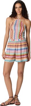 Missoni Short Jumpsuit In Lamé Viscose With Pixel-effect Zigzag Pattern