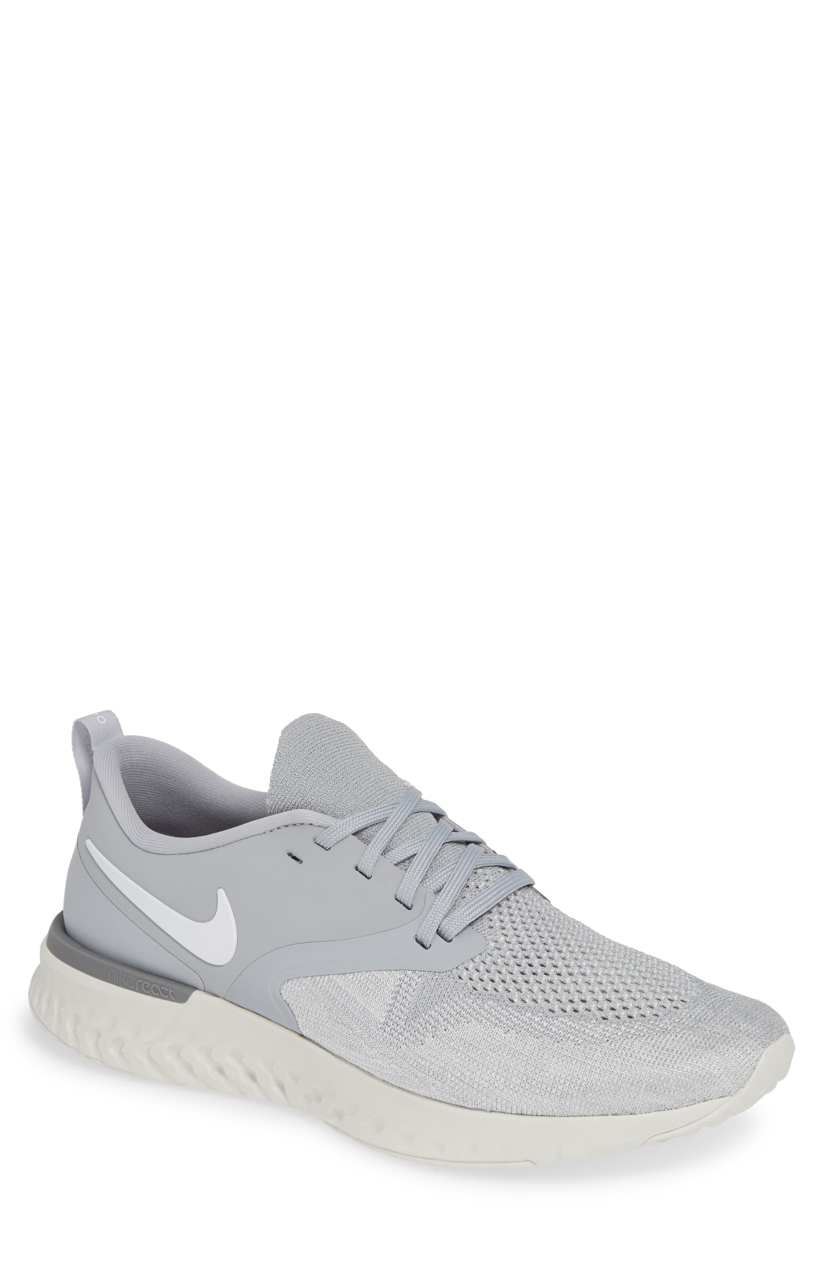 Odyssey React 2 Flyknit Running Shoe, Main, color, WOLF GREY/ WHITE/ PLATINUM