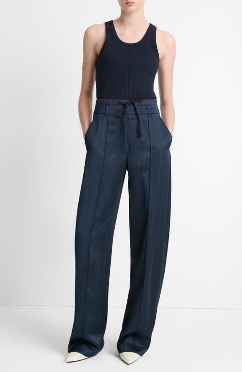Vince Scoop Neck Rib Tank In Coastal Blue