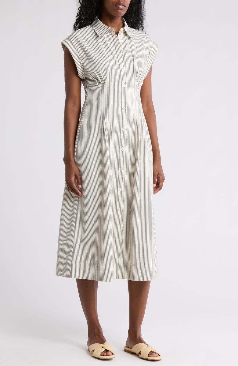 Mila Mae Pleated Midi Shirtdress, Main, color, 