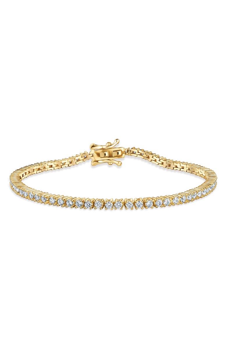 BEST SILVER Cubic Zirconia Tennis Bracelet, Main, color, Gold
