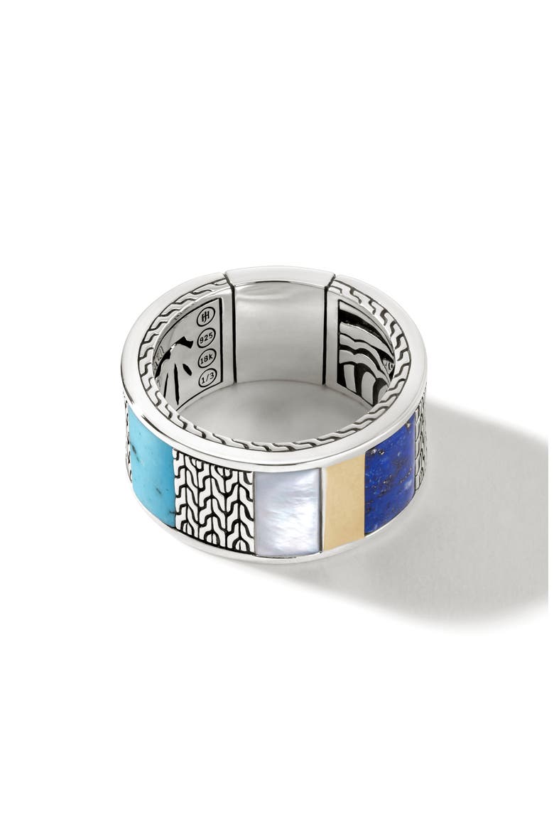 Classic Chain Mixed Stone Band Ring, Main, color, BLUE