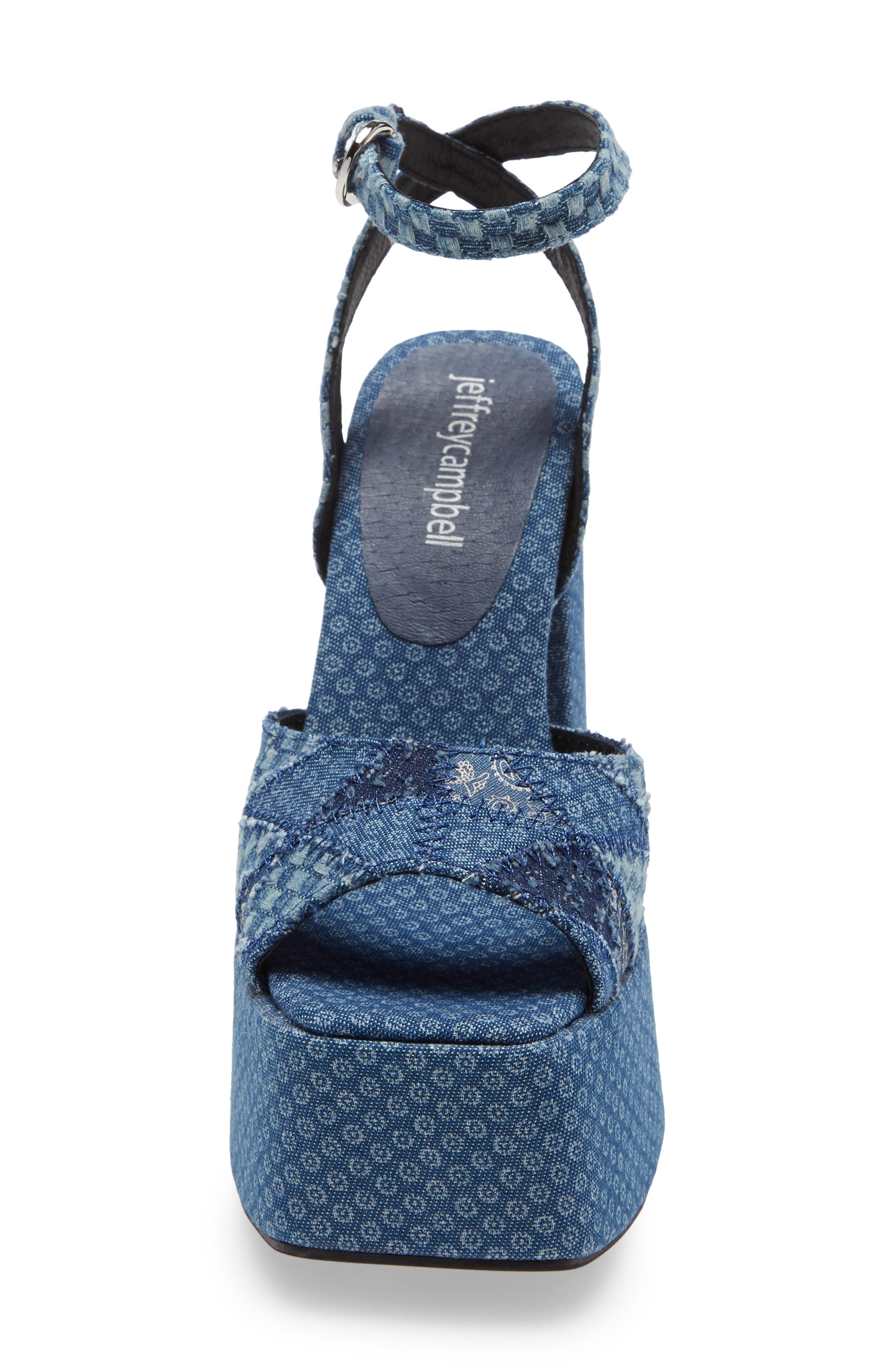 Seventy-One Ankle Strap Platform Sandal, Alternate, color, BLUE DENIM PATCHWORK MLTI