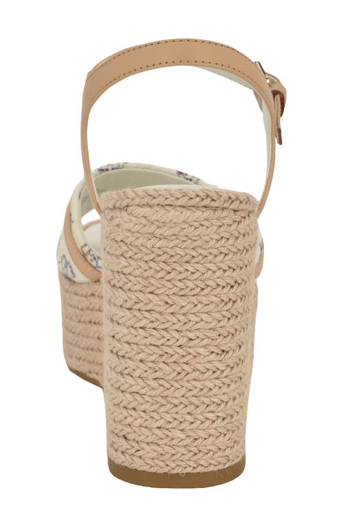 Guess Taani Platform Wedge Sandal In Off White Multi