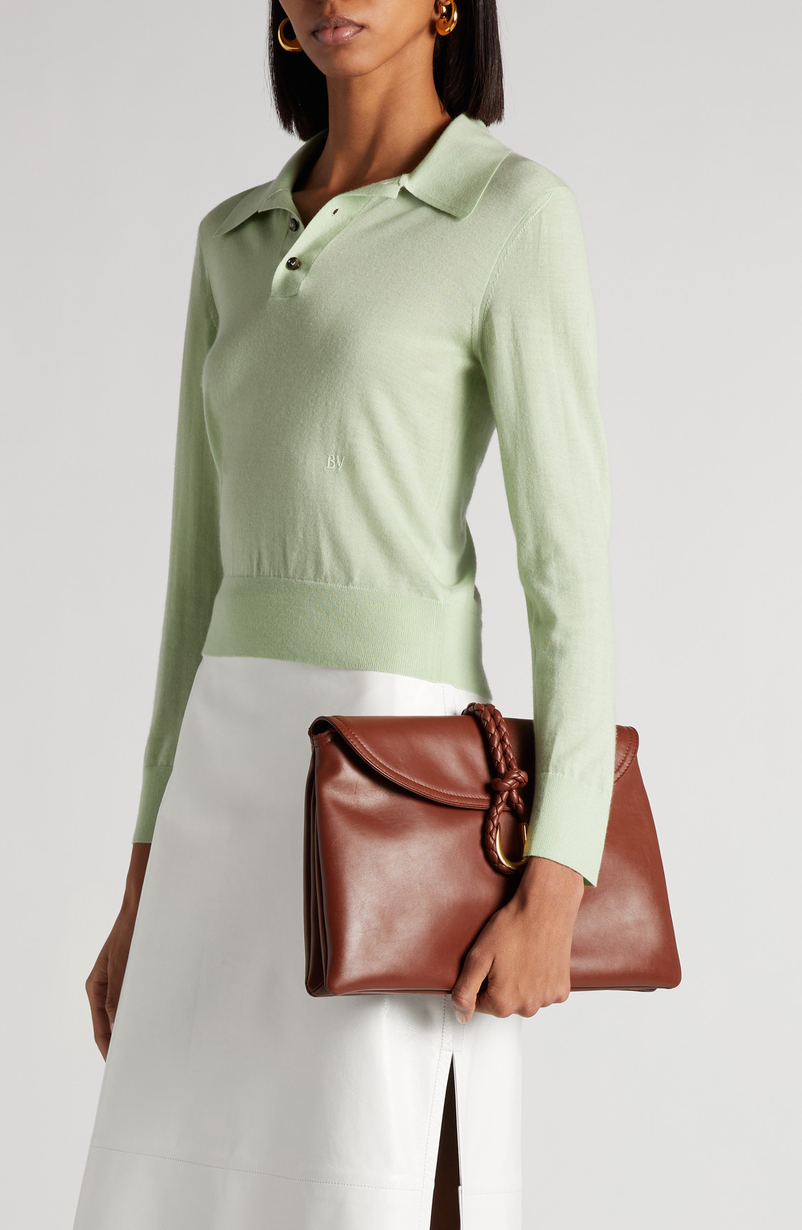 Bottega Veneta Medium Liberta Leather Shoulder Bag, Alternate, color, 2506 Sapele-Muse Brass