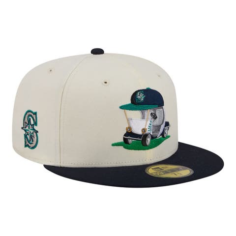 Men's New Era  Cream/Navy Seattle Mariners Bullpen Cart 59FIFTY Fitted Hat